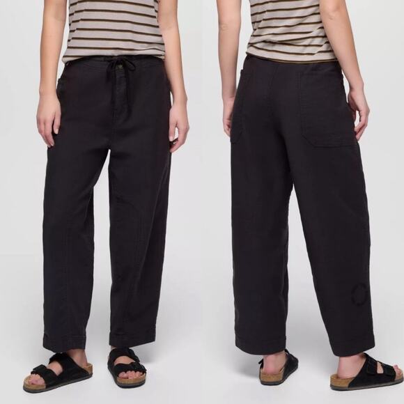 Prana Pants - Prana Pants Womens Medium Black Cuyamaca Oversized Barrel Cotton Mid Rise Casual